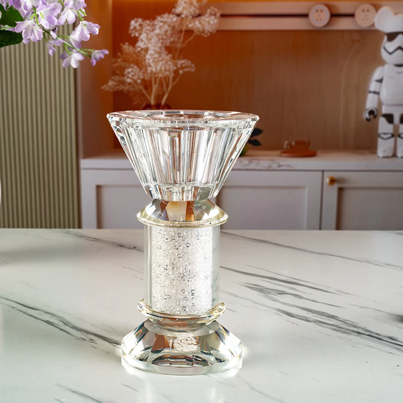 Small Bridge Large Mouth Glass Candle Holder, Elegant and Atmospheric Furniture Decoration, Wedding Candle Holder