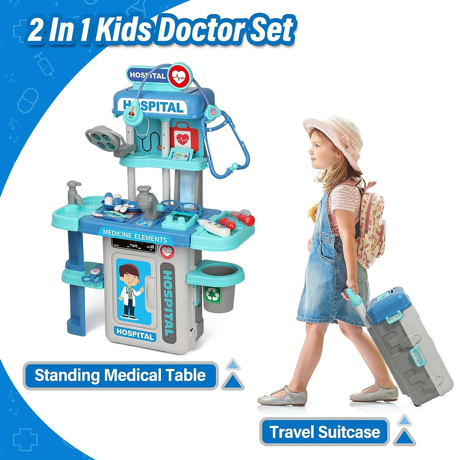 2 In 1 Doctor Toys Medical Tool Play Pretend Play Doctor Kits Set Toys
