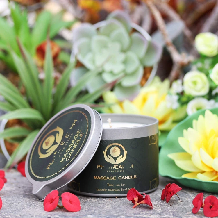 6 Oz Empty Round Black Metal Container Massage Oil Candle Tin Can With