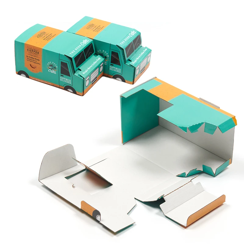 Fancy New Custom Logo Bus Shape Creative Box New Product  Colored Cardboard Corrugated Folding Wholesale Car Gift Packaging Box