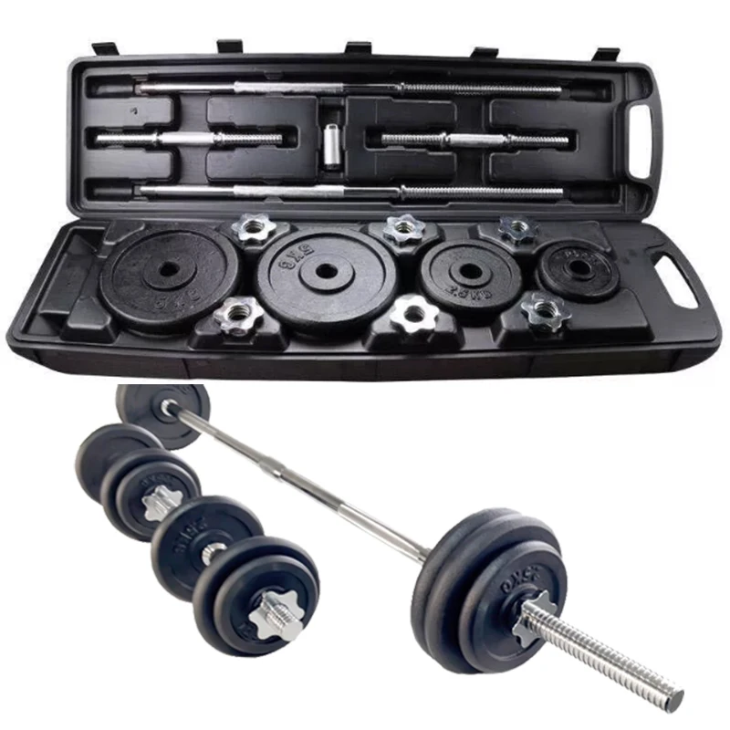 50KG Free Weight Set Adjustable Cast Iron Dumbbell Sets with Portable  Packing Box in Dumbbells Barbell with Connecting Rod