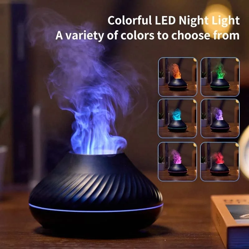 130ml Air Aroma Diffuser H20 Humidifier for Home Office Yoga 7 Flame Color Noiseless Essential Oil Diffuser
