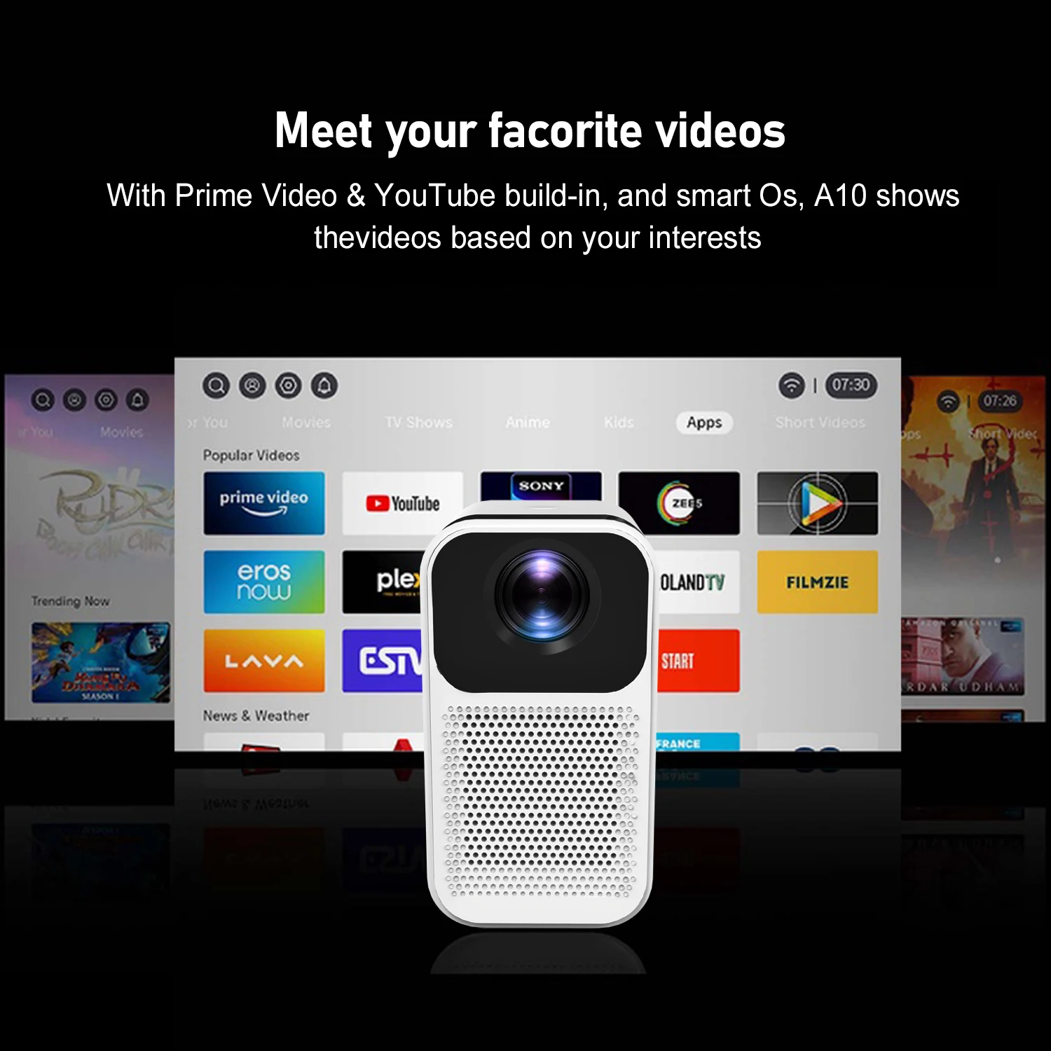 CRE CR36 New android 9 projector good performance home movie outdoor camping online games school education 4K projector