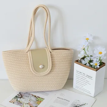 New designer woven straw Tote Bag Eco Recycled Shopping Bag high quality women handbag shoulder bag