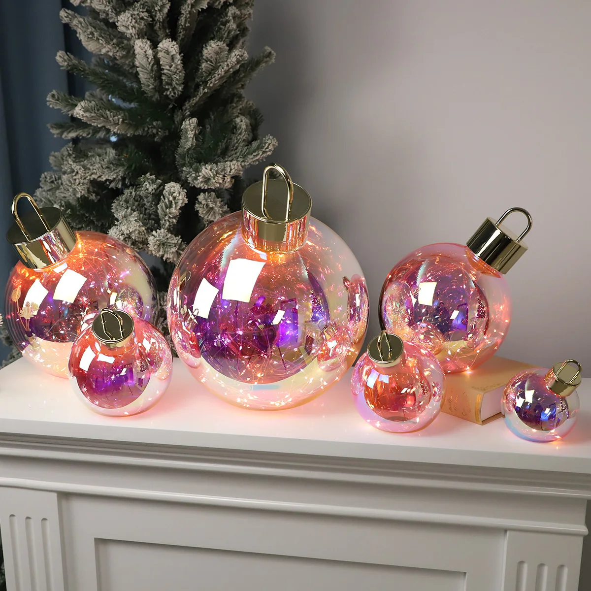 Large size Christmas led light glass balls for home decoration giant christmas glass ball ornaments