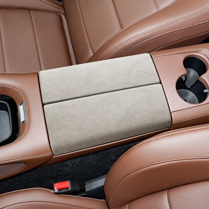 thumbnail image 2 of QUTBAG Suede Center Console Armrest Wrap For Tesla Model 3 2017-2020 – Black & Gray Interior Upgrade Kit 2 of 14