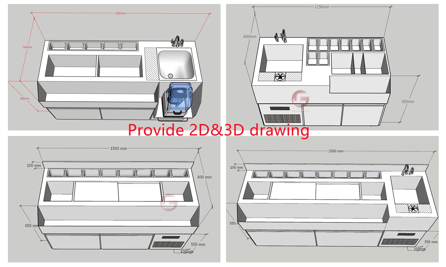 Customizable Cocktail Bar Station - Stainless Steel Top