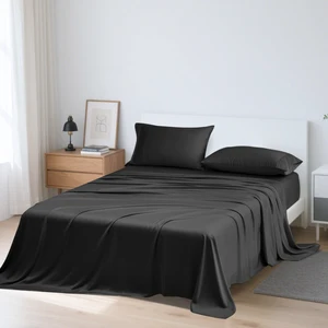 100% Natural Bamboo Bedding Set Cal King Size 4pcs Flat Fitted Sheets with Woven Technique