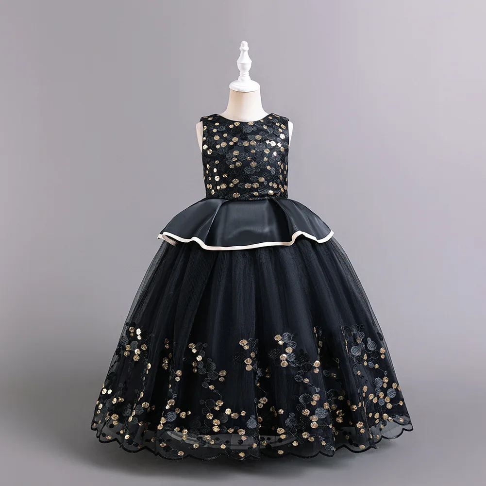 New Children's Sequin Dress Sleeveless Girl Fluffy Mesh Skirt Polka Dot  Cake Dress for Birthday Parties Clothes for Kids