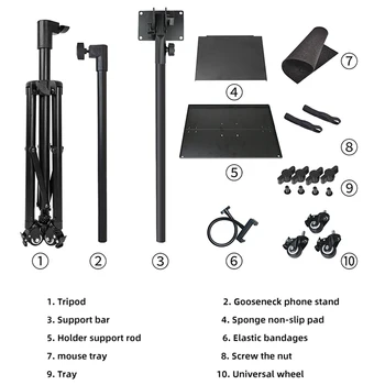 Fotopro Premium Quality Laptop Projector Tablet Multifunction Flexible Standing Tripod Bracket With Casters detail image