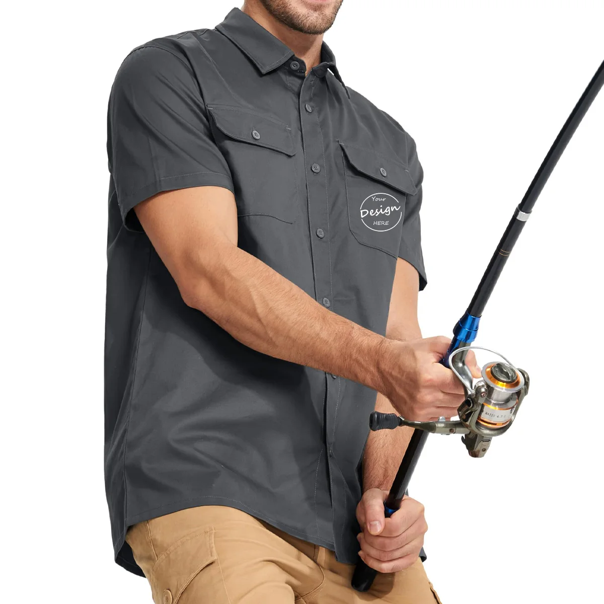 Wholesale Fishing Wear Short Sleeve Embroidery Printed Cotton Polo Collar Performance Fishing Fishing T Shirt for Men