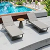 2 reclining beds with teak-top coffee table