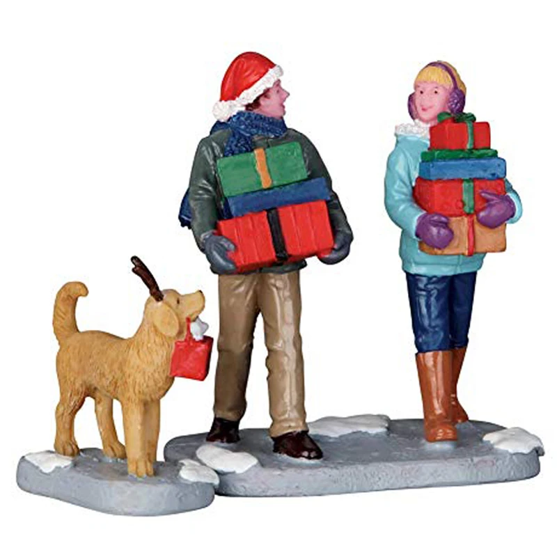 product custom christmas party decoration resin lemax village carolers figurine vintage holiday musician ornament for home and events-5