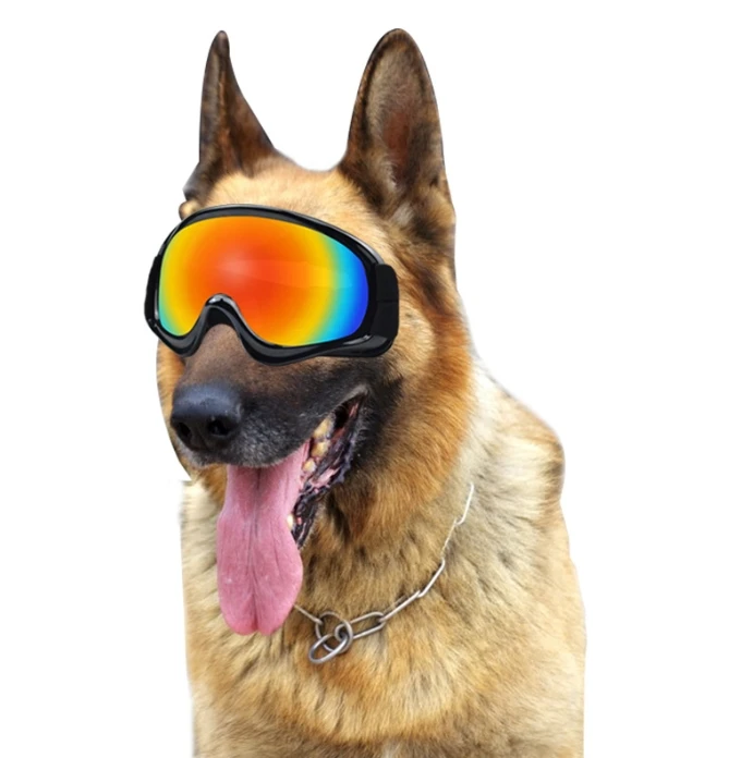 Large Dog Sunglasses Windproof Hound Military Style Plastic Glasses with Adjustable Webbing for Summer & Christmas Accessories