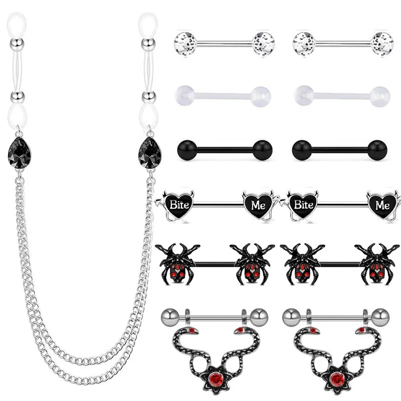 Stainless Steel 14G Nipple Piercing Accessories 13PCS Combination Set for  Women Nipple Rings Jewelry