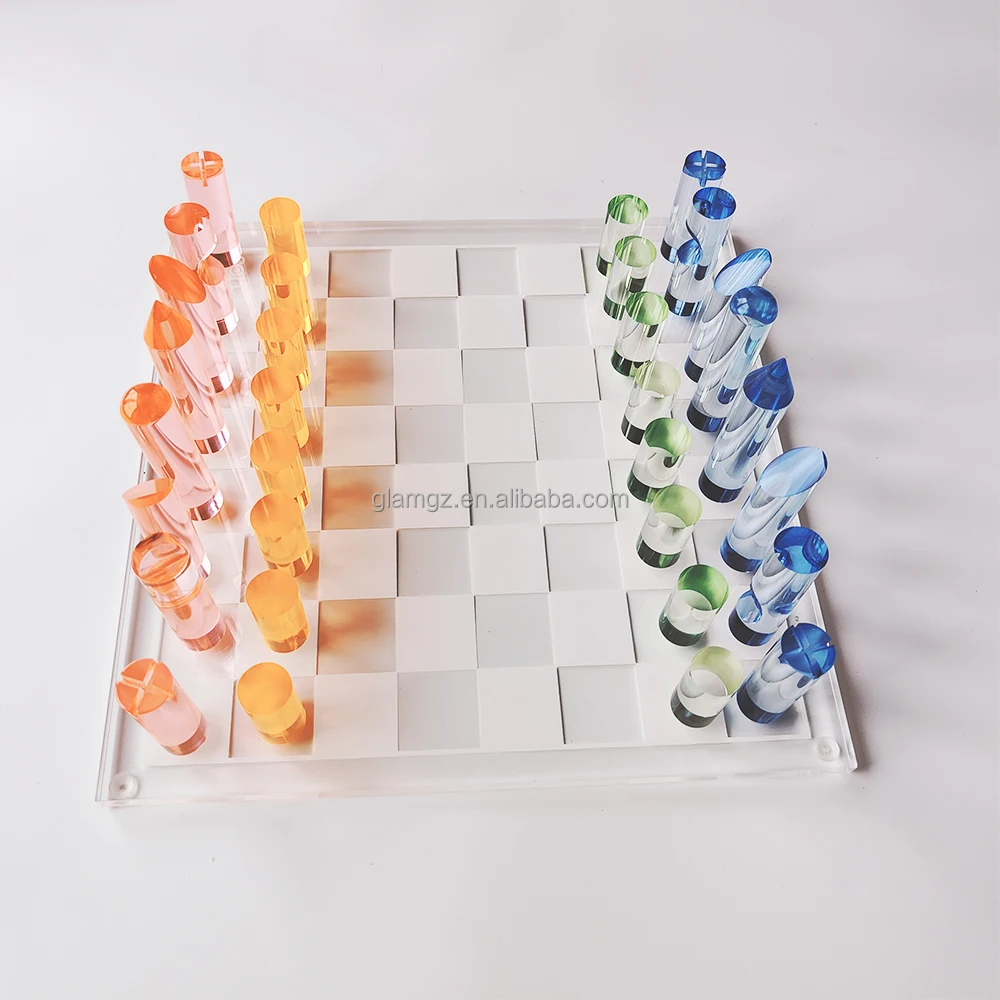 colored glass chess set