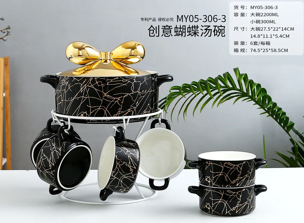 Buy Wholesale China Factory Direct Soup Bowl Soup Pot Ceramic Soup Set With  Iron Stand & Ceramic Soup Sets at USD 2.5