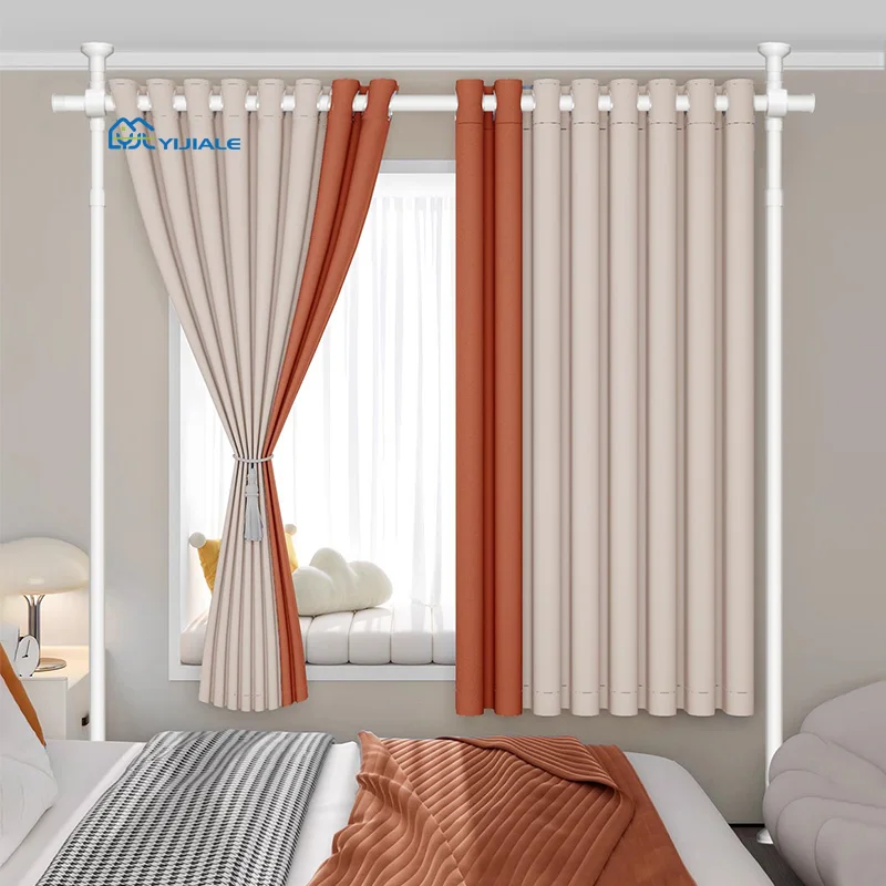 YIJIALE Not Damaging Black Free Standing Door Room White Vertical Tension Partition Rod