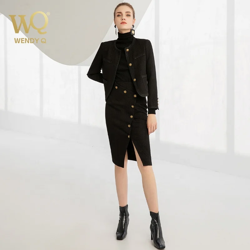 2024 New Product Korean Style Autumn and Winter High End Elegant Business Debutante Tweed Two-piece Dress Suit for Women