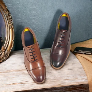 Wholesale Men's Leather Shoes Oxfords Business Office Career Shoes Breathable Chaussures Sheep Skin Lning Dress Shoes & Oxfords