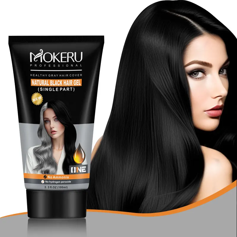 Mokeru 100ML Fast Dye - Natural Black Hair Dye Shampoo Gel