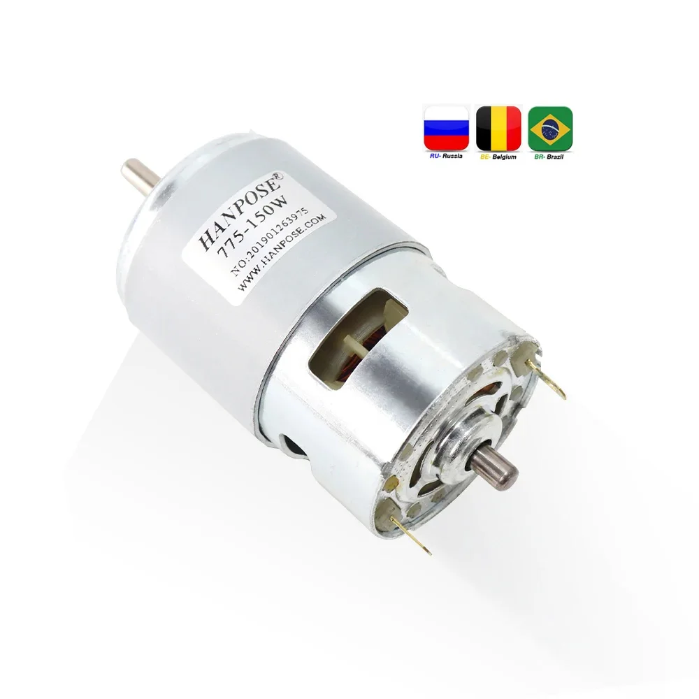 775 150W 12000RPM 12V High Torque  Motor with Two Ball Bearing Rated for CNC Milling Machine Spindle Motor Lawn Mower Dc Motor