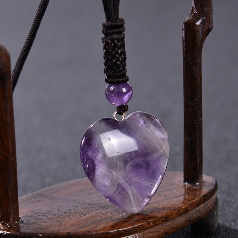 New Design Vintage Natural Stone Heart Shape Pendant Necklace Natural