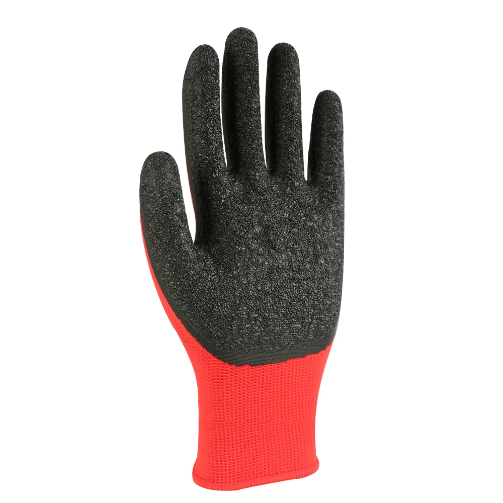 Wholesale Factory 13g Red Polyester Glove With Crinkle Latex Coated ...