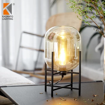 high quality nordic modern fashion simple bed side glass table lamp