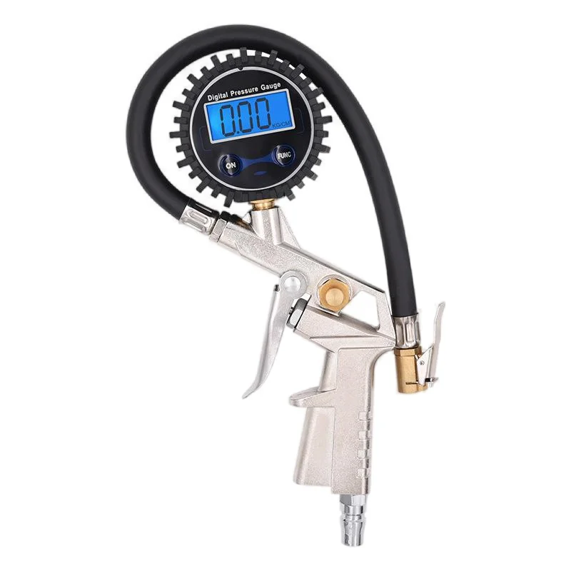 High Precision LED Liquid Crystal Digital Display Tire Pressure Gauge Metal Car Tire Inflation Gun Fixed Type Pencil Shaped