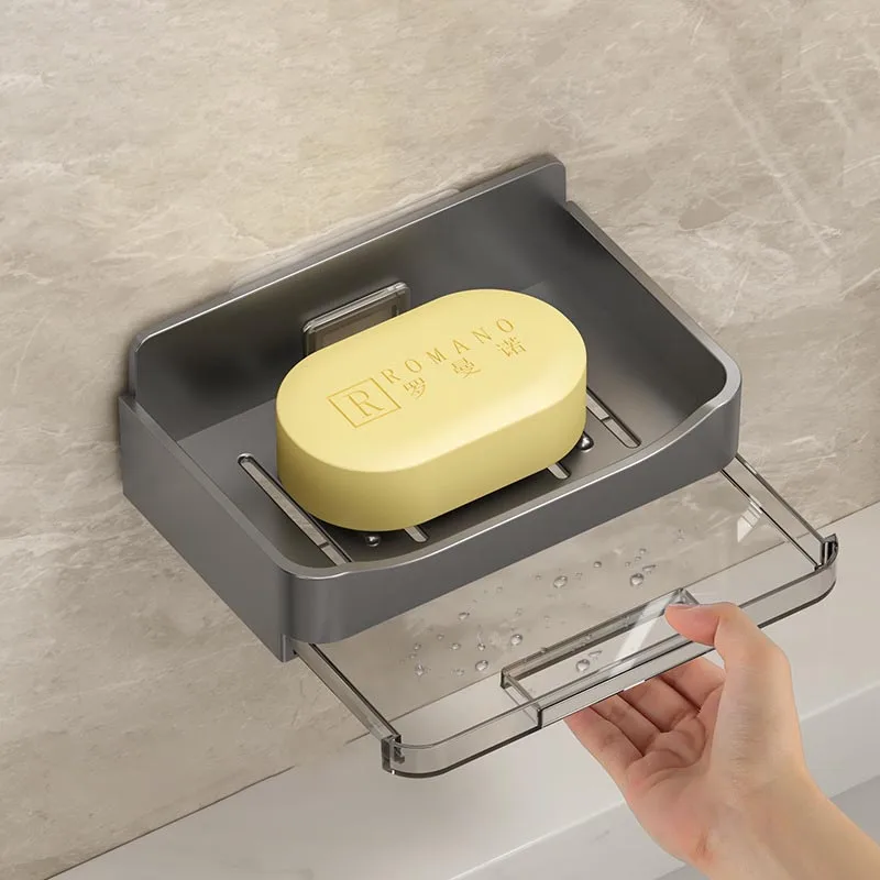 DS2770 Self Adhesive Bar Sponge Soap Dish Holder for Shower Bathroom Kitchen Sink Wall Mounted Soap Holder With Draining Tray