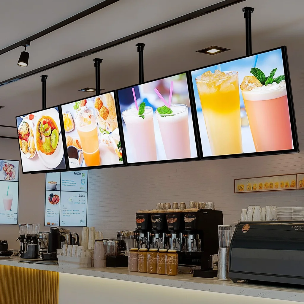 Hanging Wall Mounted 8mm TFT Screen 32inch Restaurant LCD Advertising Display Digital Signage Menu Board