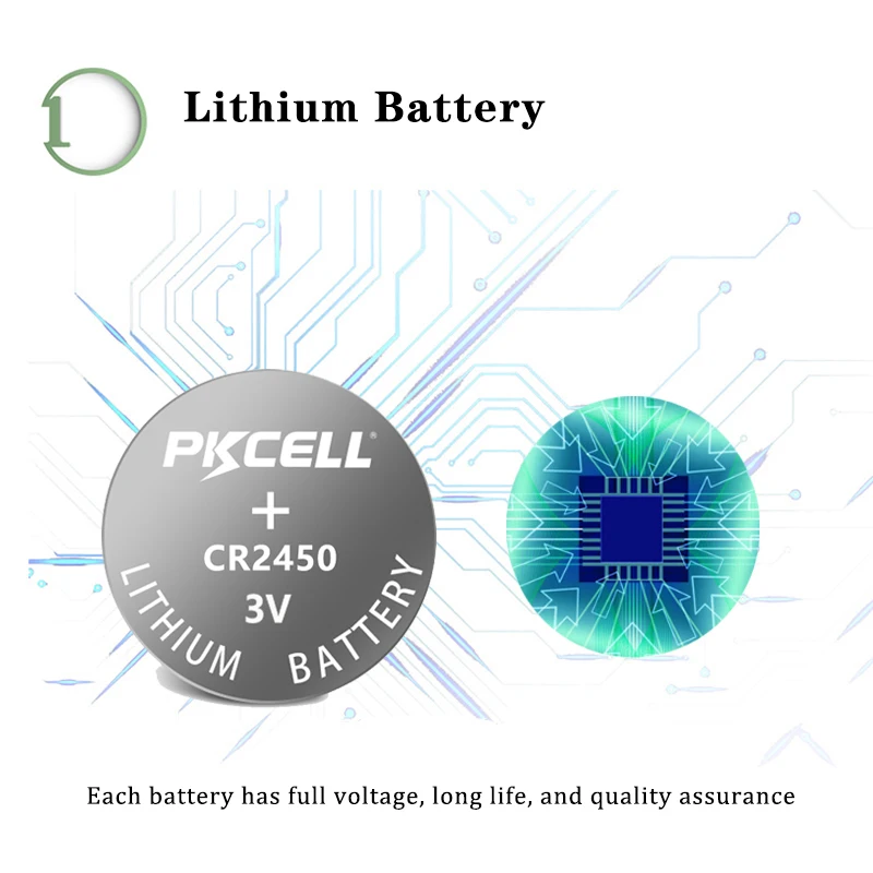 PKCELL High Capacity 600mAh Cr2450 3v Lithium Button Cell Battery Cr 2450
