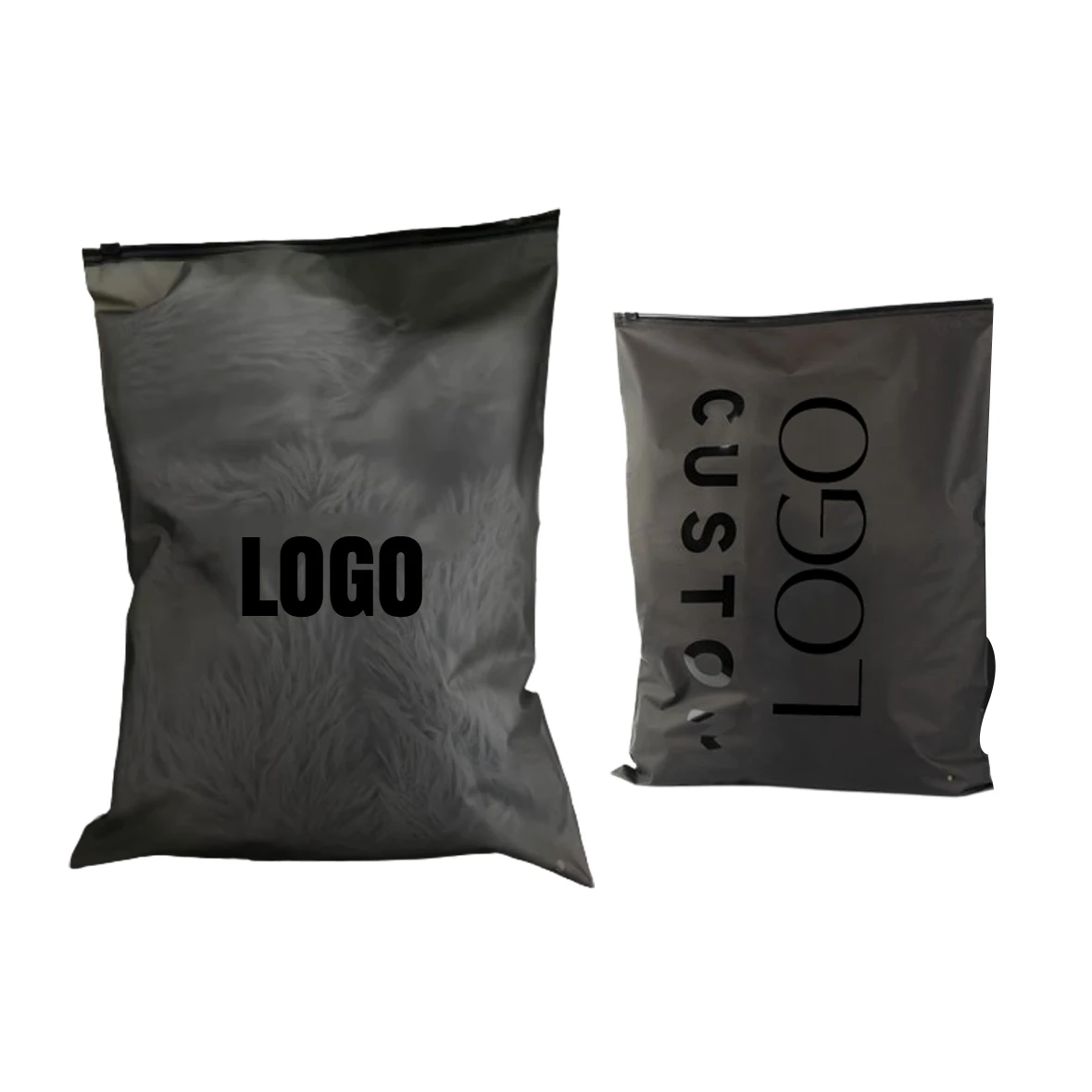 Customized Frosted Black Clothing Packaging Zip Lock Poly Bags Custom Logo  Printed Plastic Zipper Bags for Hoodies