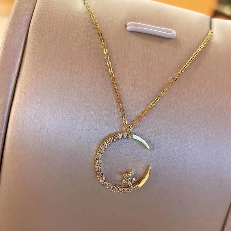 Luxury Crystal Moon Pendant Necklace