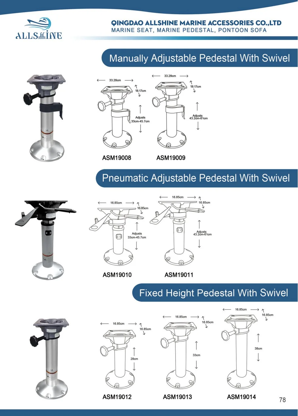 Marine Aluminium Boat Seat Pedestal Stand Base With Slide Or Swivel