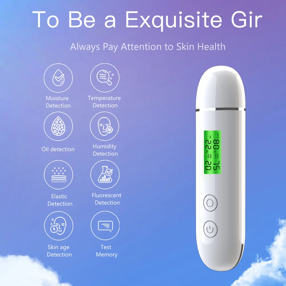 2024 Skin Care Tool Oil Content Analyzer Digital Facial Skin Care Moisture Analyzer Monitor Moisture Skin Sensor Detector