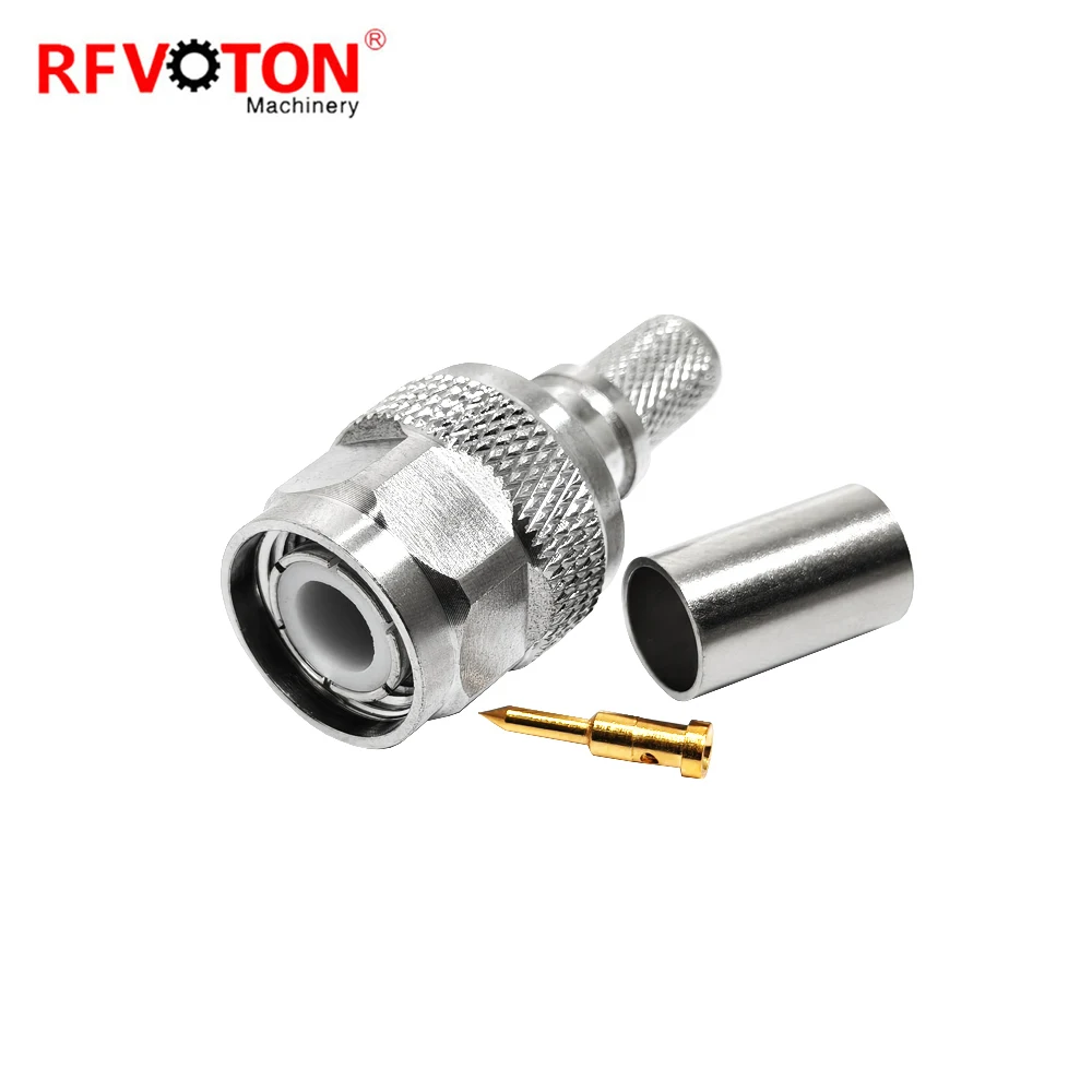 Factory Supply  TNC Male Crimp Connector for Cable LMR240 LMR-240 H155 H-155 RG8X RG59 Plug  RF Coax Coaxial Connector in Stock
