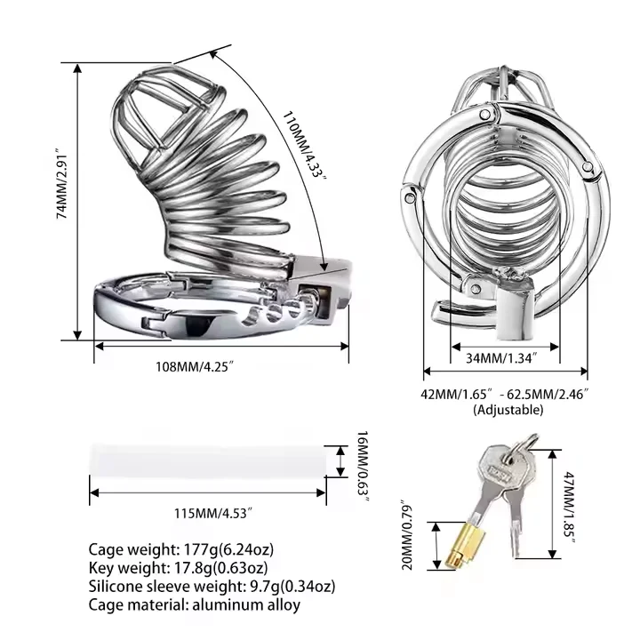 Cage De Chasteté Réglable Avec Anneau Et Verrou - Dispositif SM Bondage - Neuf Générique