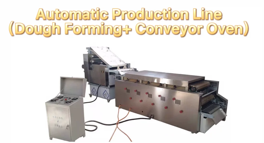 Automatic flat chapati lebanese roti lavash arabic pita bread maker making machine production line for sale china tunnel oven