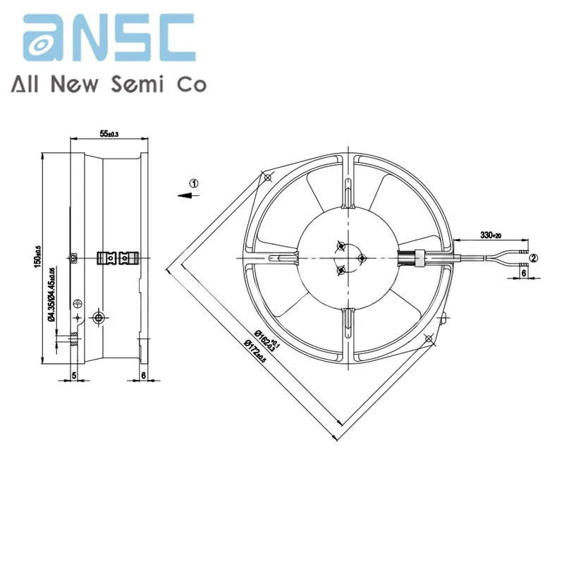 Original Axial flow fan W2S130-AB03-10 230V  45/39W All metal high temperature resistant UPS power Computer fan