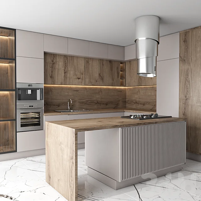 Contemporary Kitchen Cabinets with Automatic Touch Open/Close System Modern Kitchen Hardware Includes Drawer Slide Accessories