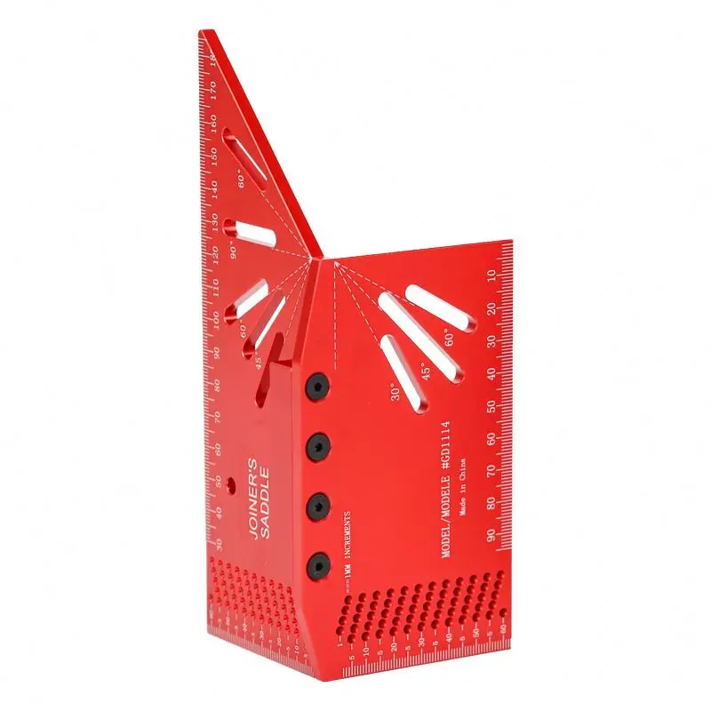 TEBAK W-66 Aluminum Alloy Square Ruler 30/45/60/90 Degree Miter Triangle Ruler 3D Miter Angle Measuring Template Carpenter Ruler