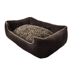 New Arrivals Velvet Pet Bed Orthopedic Sofa Accessories Brown Plush Pet Bed With Memory Foam Dog Bed