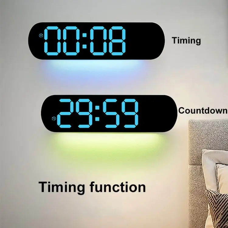 YIZHI Smart Night Light Indoor Temperature Large LED Display Battery Desk Alarm Clock Bedroom Home Decor Digital Wall Clock
