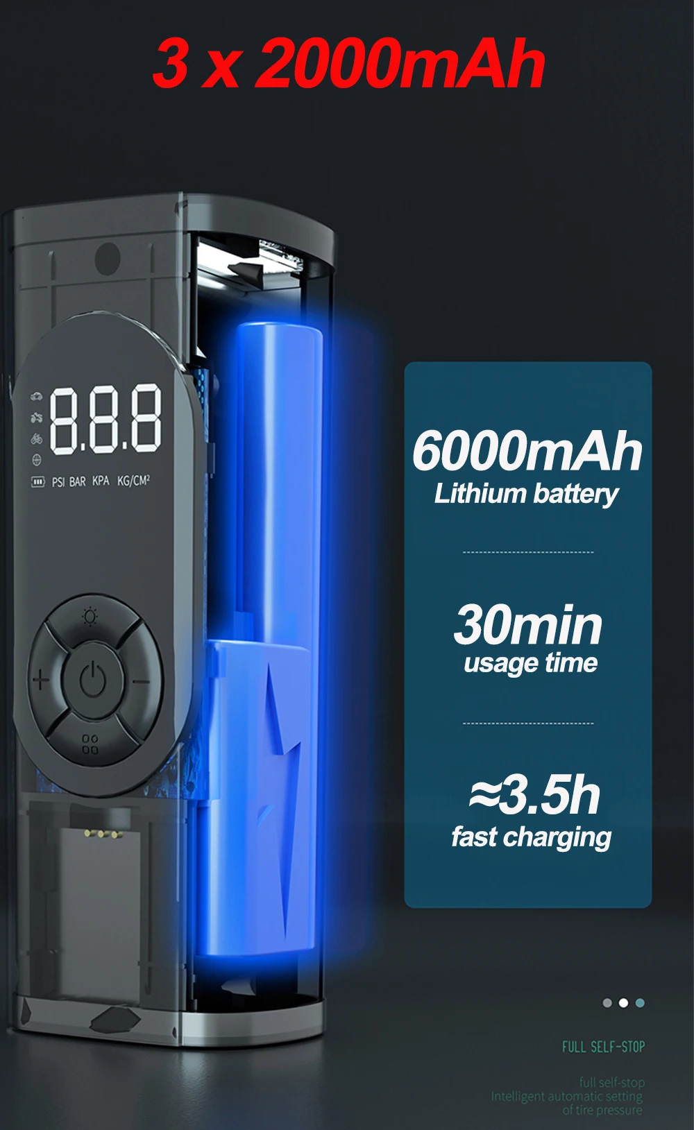 12v Wireless Handheld Inflation 6000mah Car Tyre Pump Air Compressor