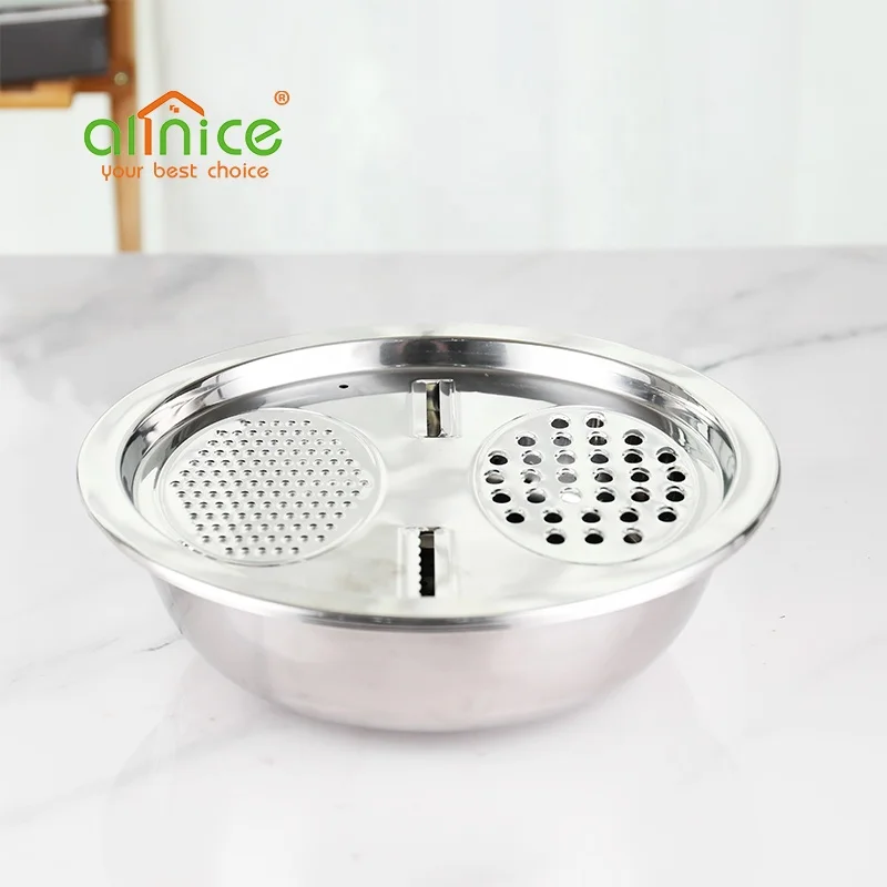 Многофункциональный дуршлаг 3 в 1, сливная корзина из нержавеющей стали, ситечко, чаша для мытья овощей и фруктов