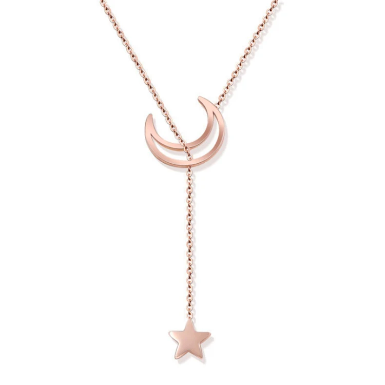 Dainty Ladies Moon Star Necklace 