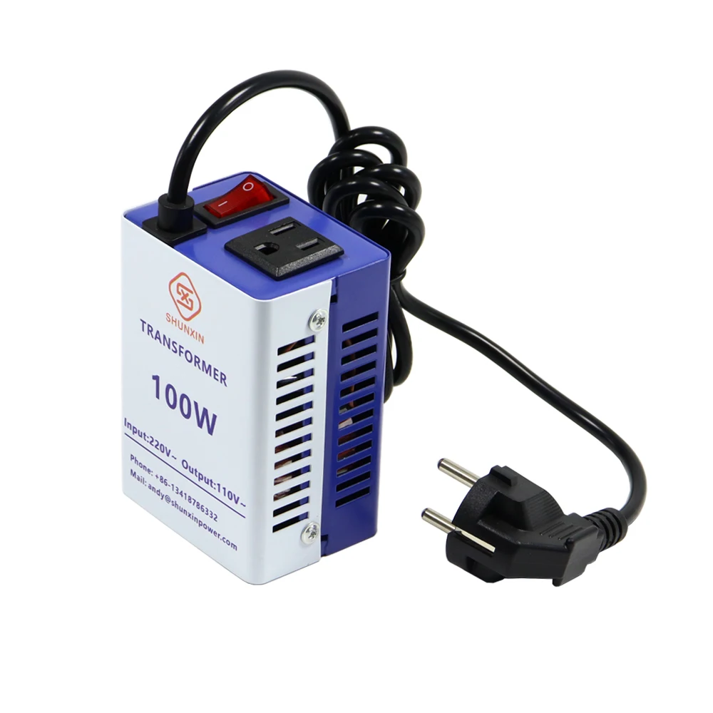 SHUNXIN 100Watts Continuous Full Load Capacity Power Transformer 220V 110V Step Voltage Converter Aluminum Material 50Hz