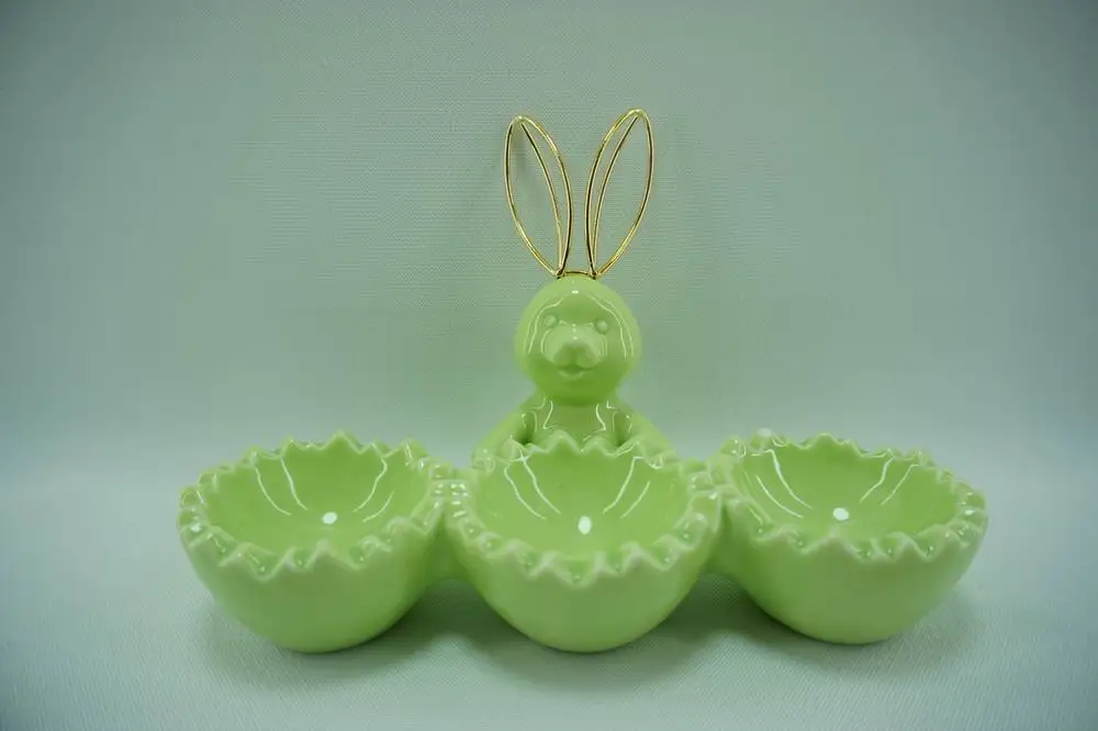 White Ceramic Rabbits Figurines Easter Bunny Figurines Decorative Spring Easter Table Decoration